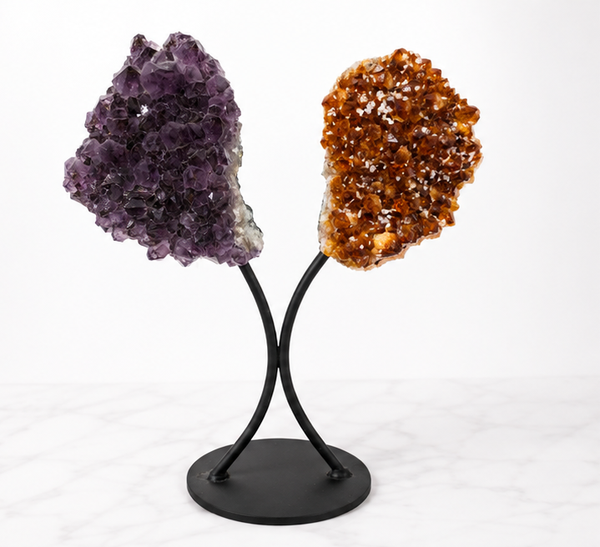 Amethyst & Citrine Cluster on Stand