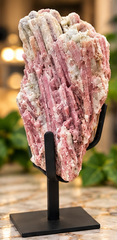 Pink Tourmaline in Matrix on Stand