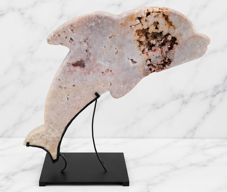 Pink Amethyst Dolphin on Stand