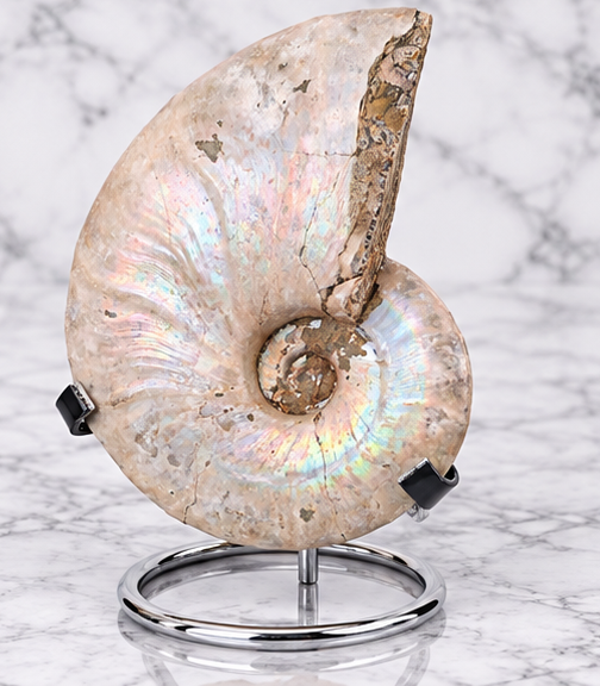 Pearly Cleoniceras Ammonite on Stand