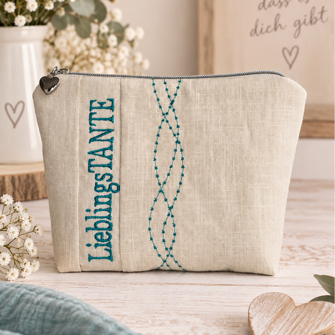 Leinentascherl mit Herzanhänger