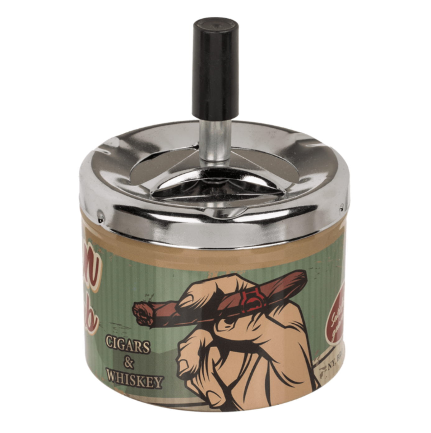 Metalen draai asbak - Cigars & Whisky design