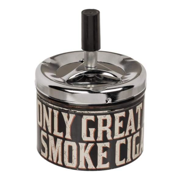 Metalen draai asbak - Only Great Men Smoke Cigars design