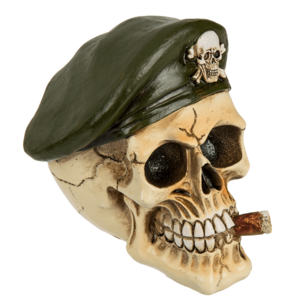 Decoratie Schedel met Groene baret en Sigaar