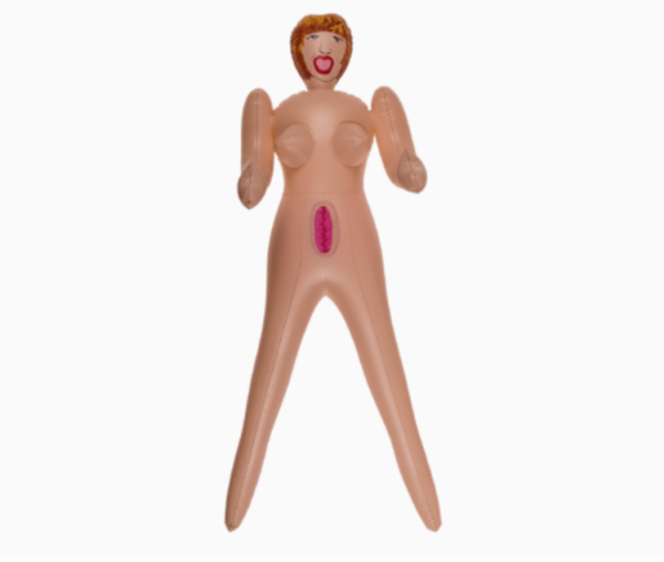 Sexy Mini Opblaaspop - Rood/bruin harig 66cm