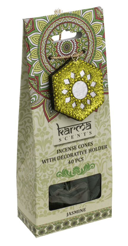 Wierook Kegels – Karma Jasmine (40 stuks + houder)