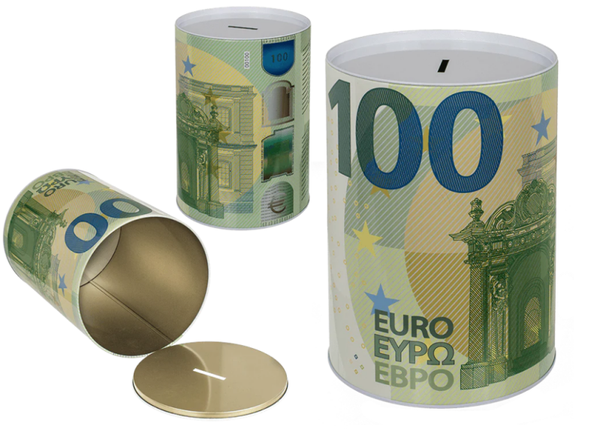 XL Spaarblik 100 Euro – Grote Metalen Spaarpot 22 cm