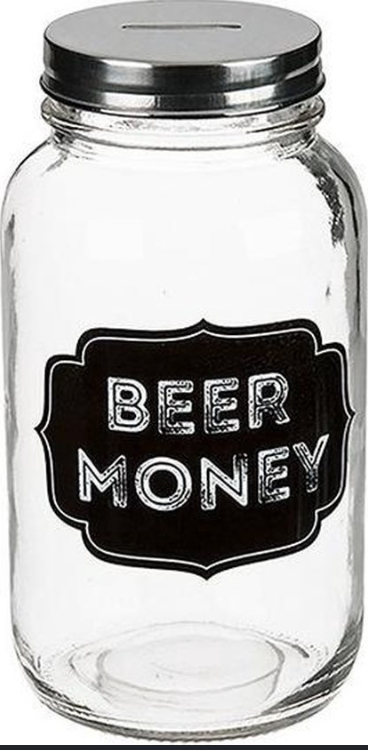 Glazen Spaarpot Beer Money 18 cm – Bier Spaarpot
