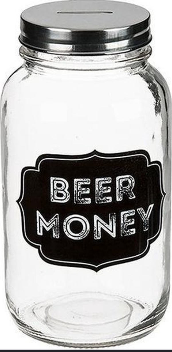 Glazen Spaarpot Beer Money 18 cm – Bier Spaarpot