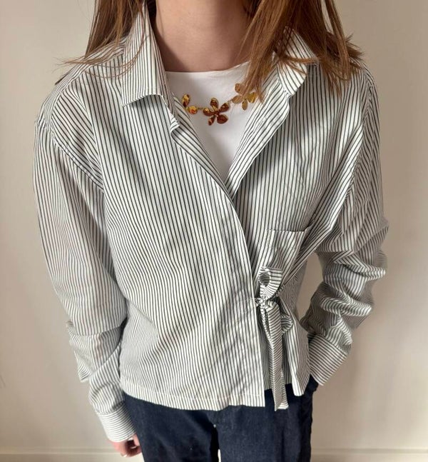 BOW - blouse - groen-wit gestreept