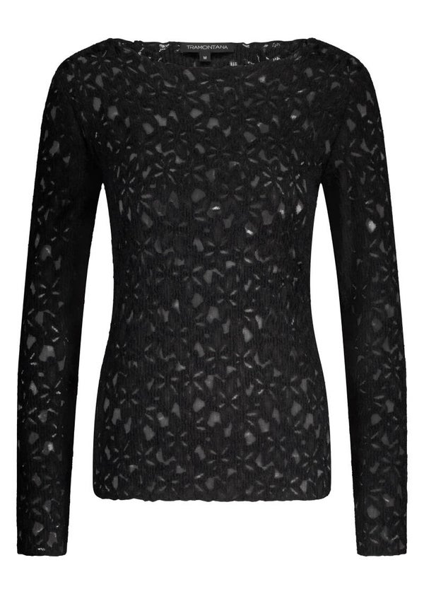TRAMONTANA C42-17-401 BRUSHED LACE TOP BLACK