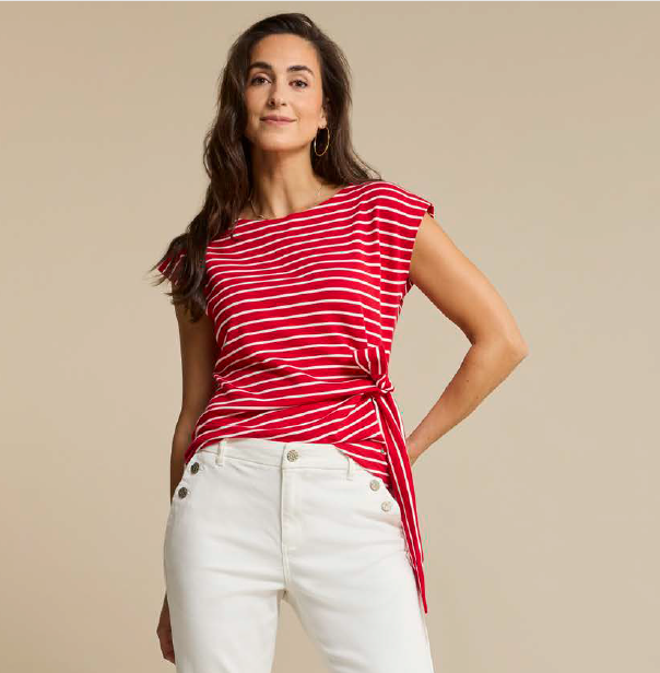 PP26 RED BUTTON 4759 TERRY STRIPE WITH KNOT RED