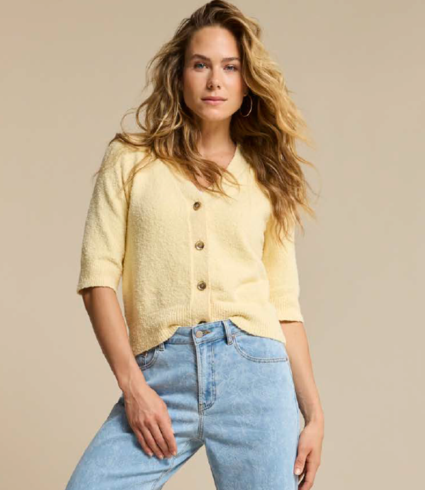 PP26 RED BUTTON 4882 CARDIGAN POPCORN