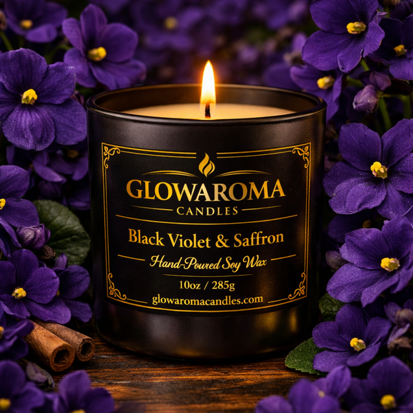 BLACK VIOLET & SAFFRON - HAND-POURED SOY WAX CANDLE