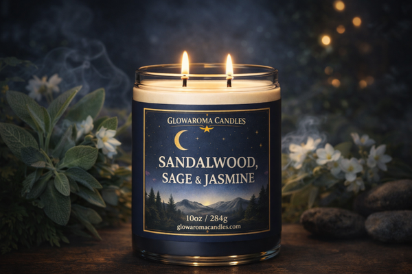 Sandalwood, Sage & Jasmine 100% Soy Wax Candle