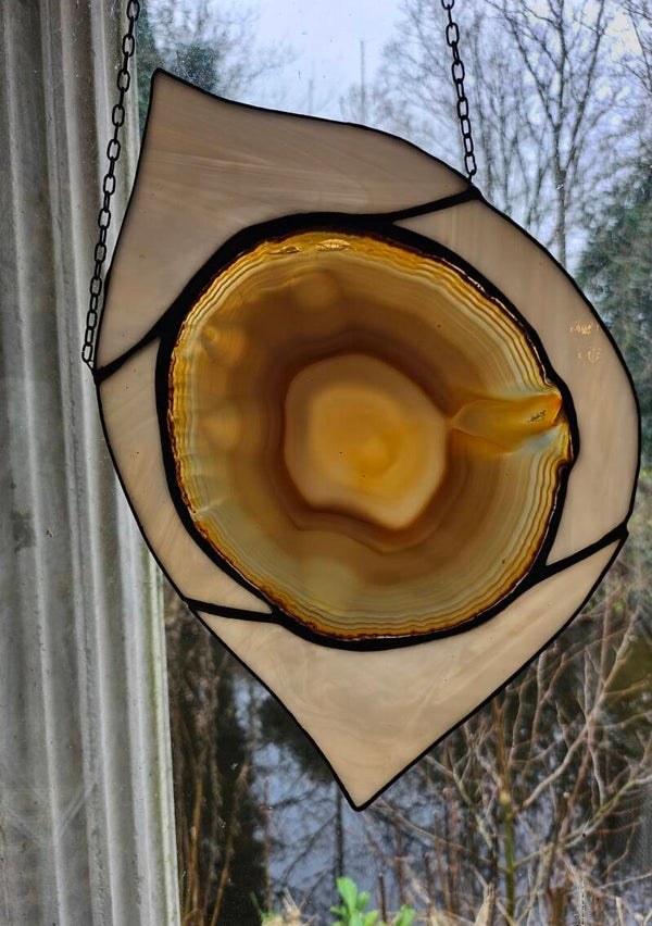 Agaathschijf in glas in lood