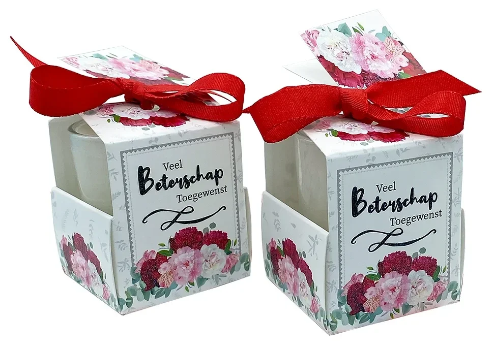 Wenskaarsje Met Bedeltje - "Veel beterschap toegewenst"