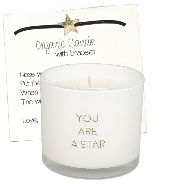 Geurkaars met wens armband You are a star