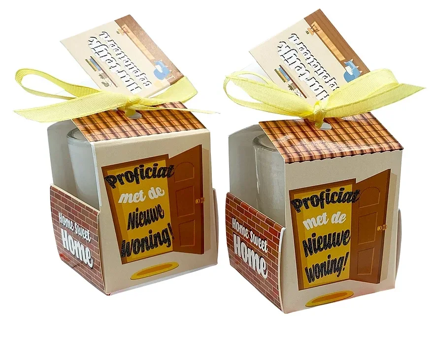 Wenskaarsje Met Bedeltje - "Proficiat met de nieuwe woning"