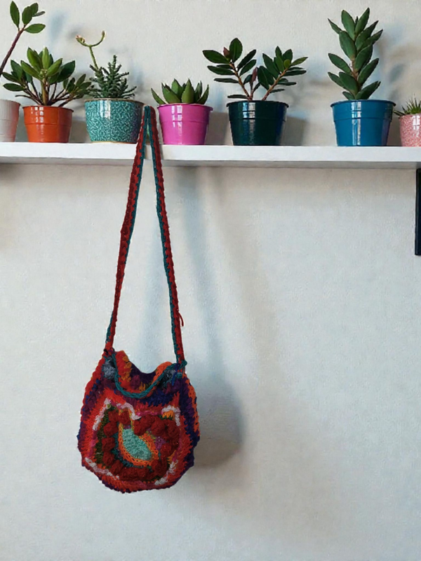Freeform Crochet bag lined