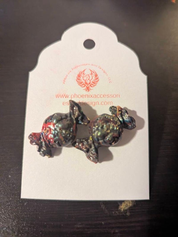 Dark purple and marble red blue sweet earrings