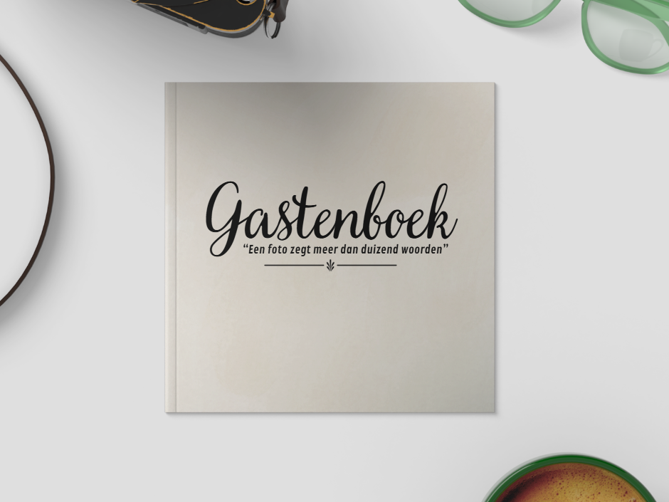 Gastenboek met ruimte voor fotostrips – linnen omslag (21x21 cm)