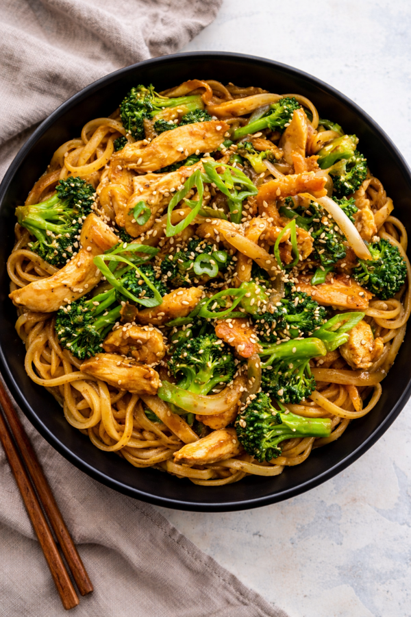 Soy & Ginger Stir Fried Chicken, Noodles & Broccoli (Serves 1)