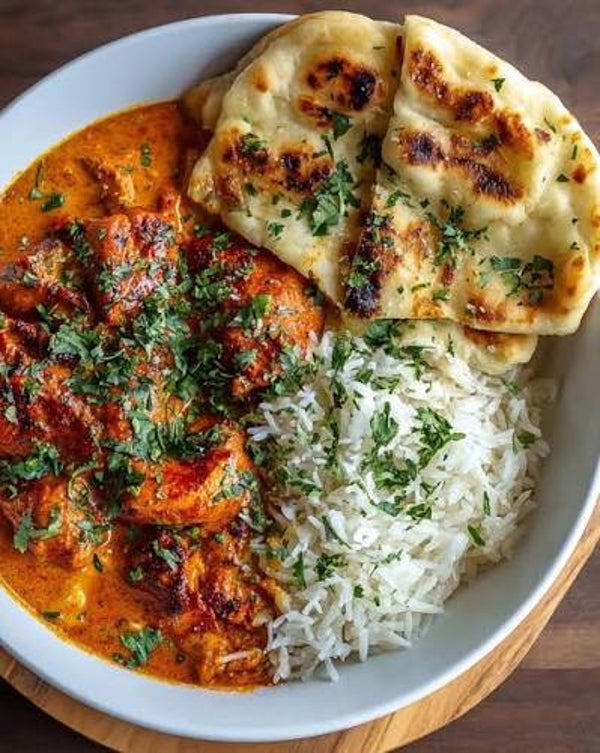 Butter Chicken Curry, Basmati Rice & Garlic Nan (serves 1)