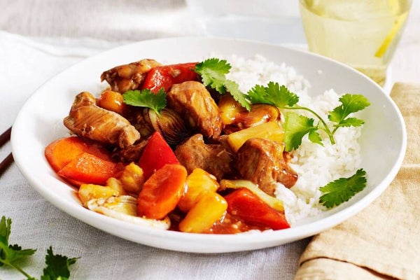 Sweet and sour pork & rice (serves 1)