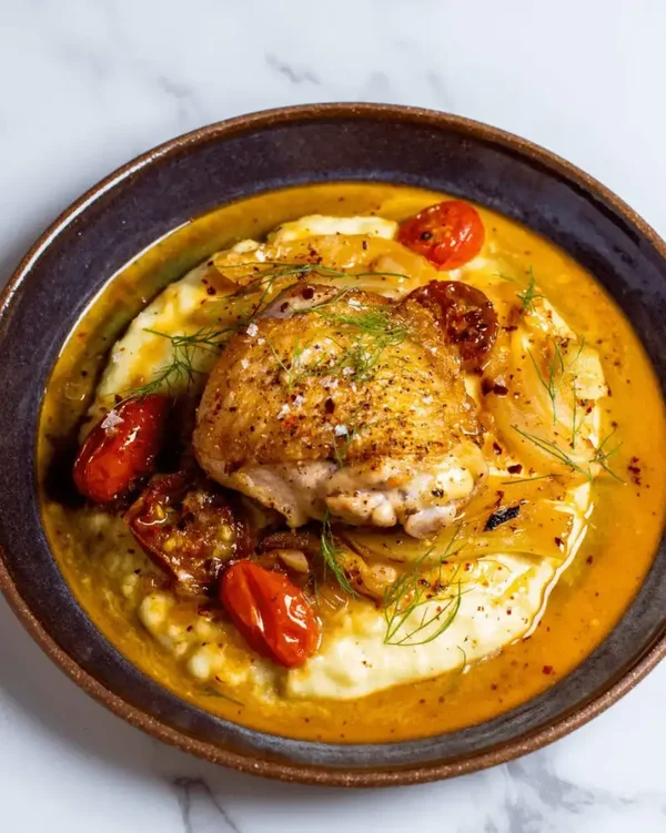 Roast chicken and fennel with mashed potato