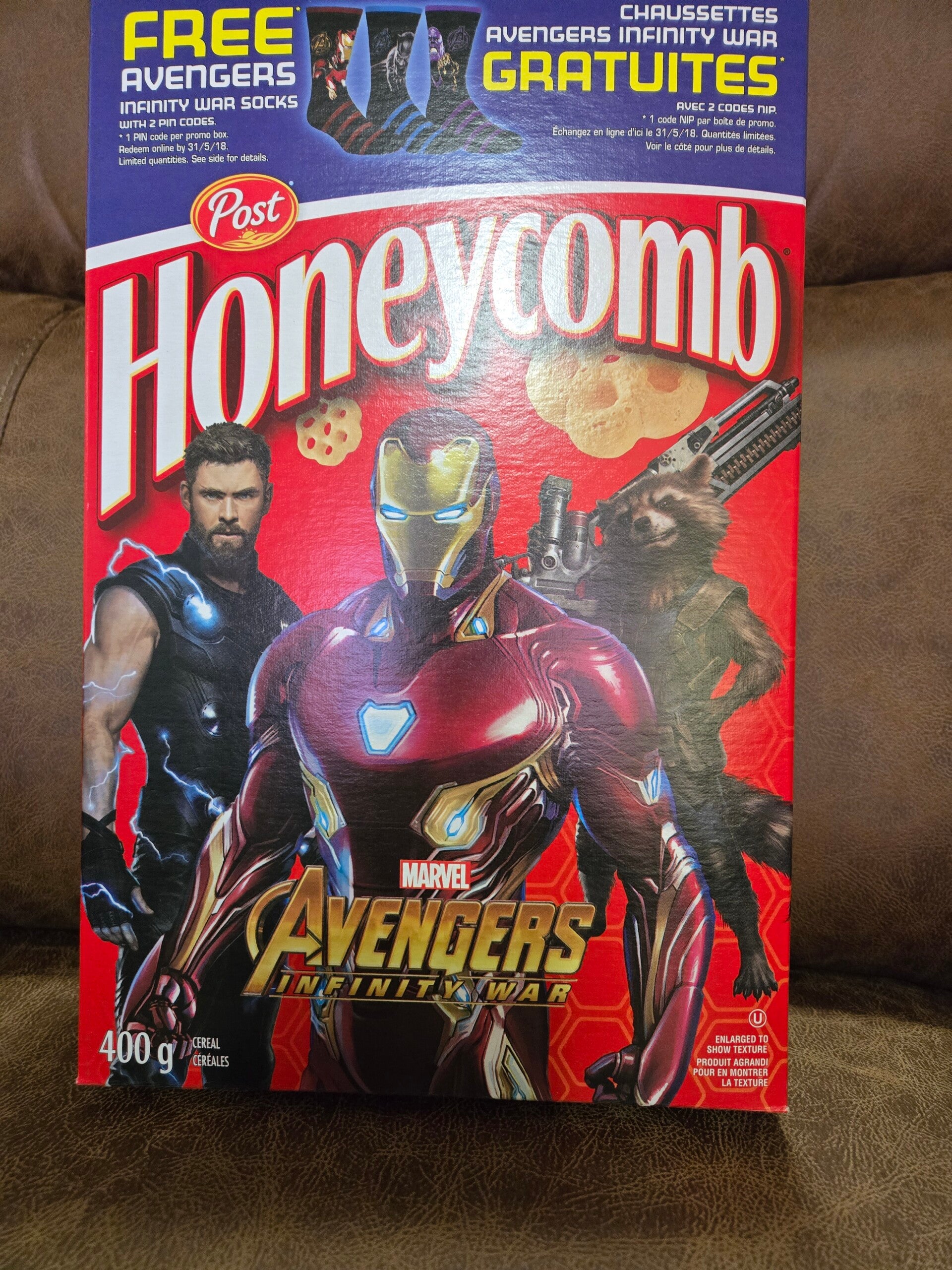 Honeycomb cereal box Avengers Infinity War