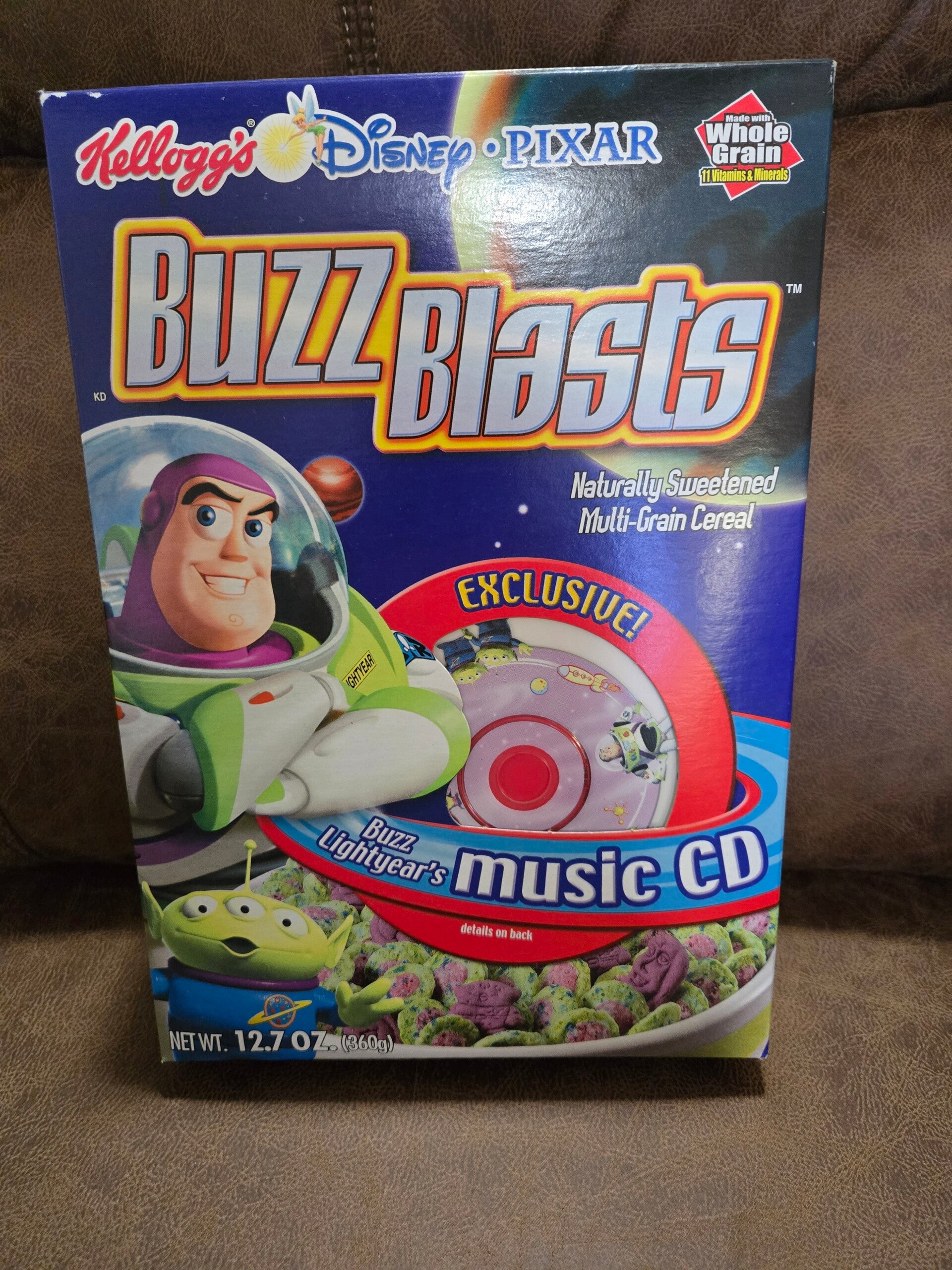 Kellogg's Disney Buzz Blasts cereal box free CD 2003