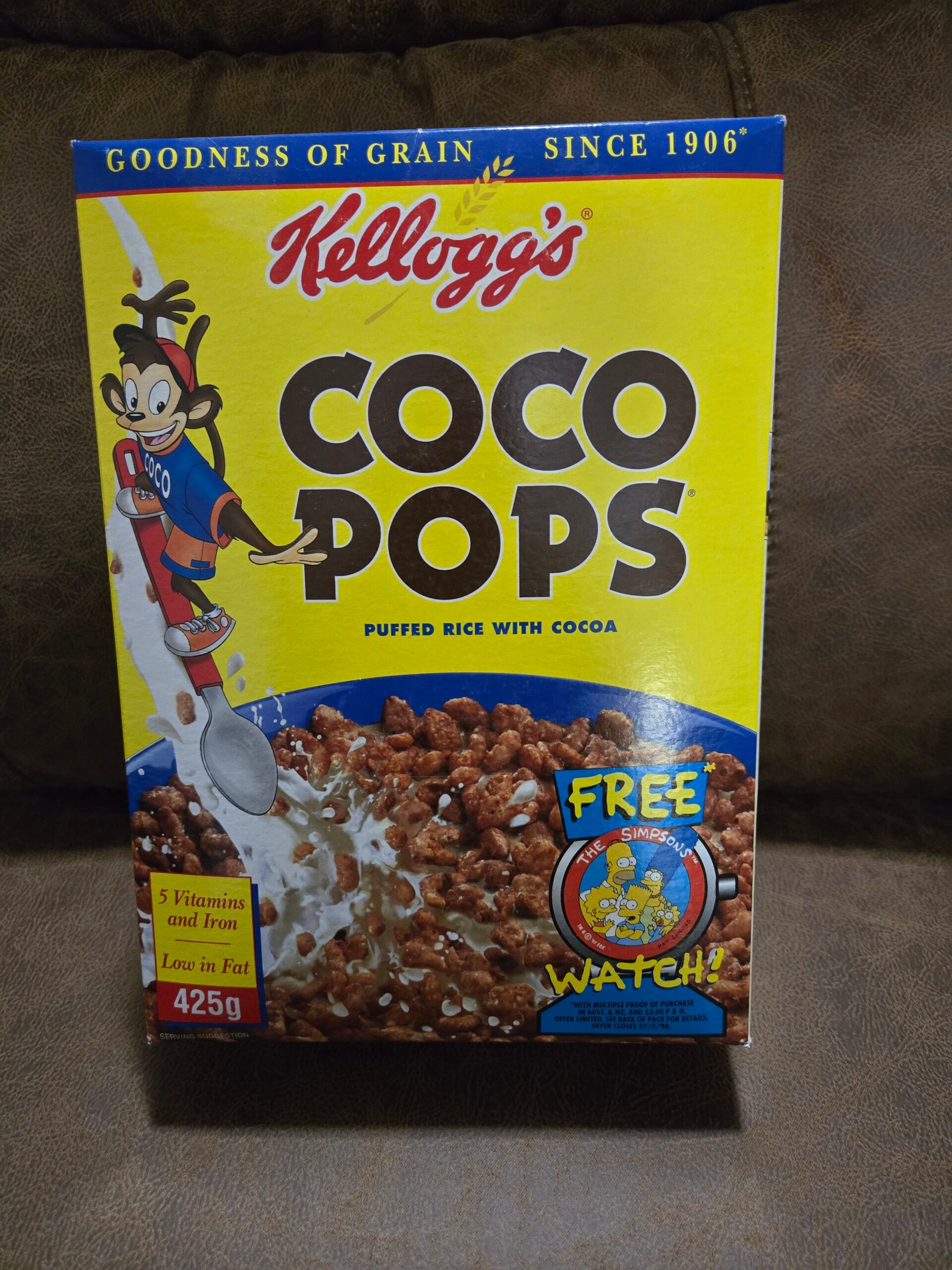 Kellogg's Cocoa Pops The Simpsons Australia cereal box 1998