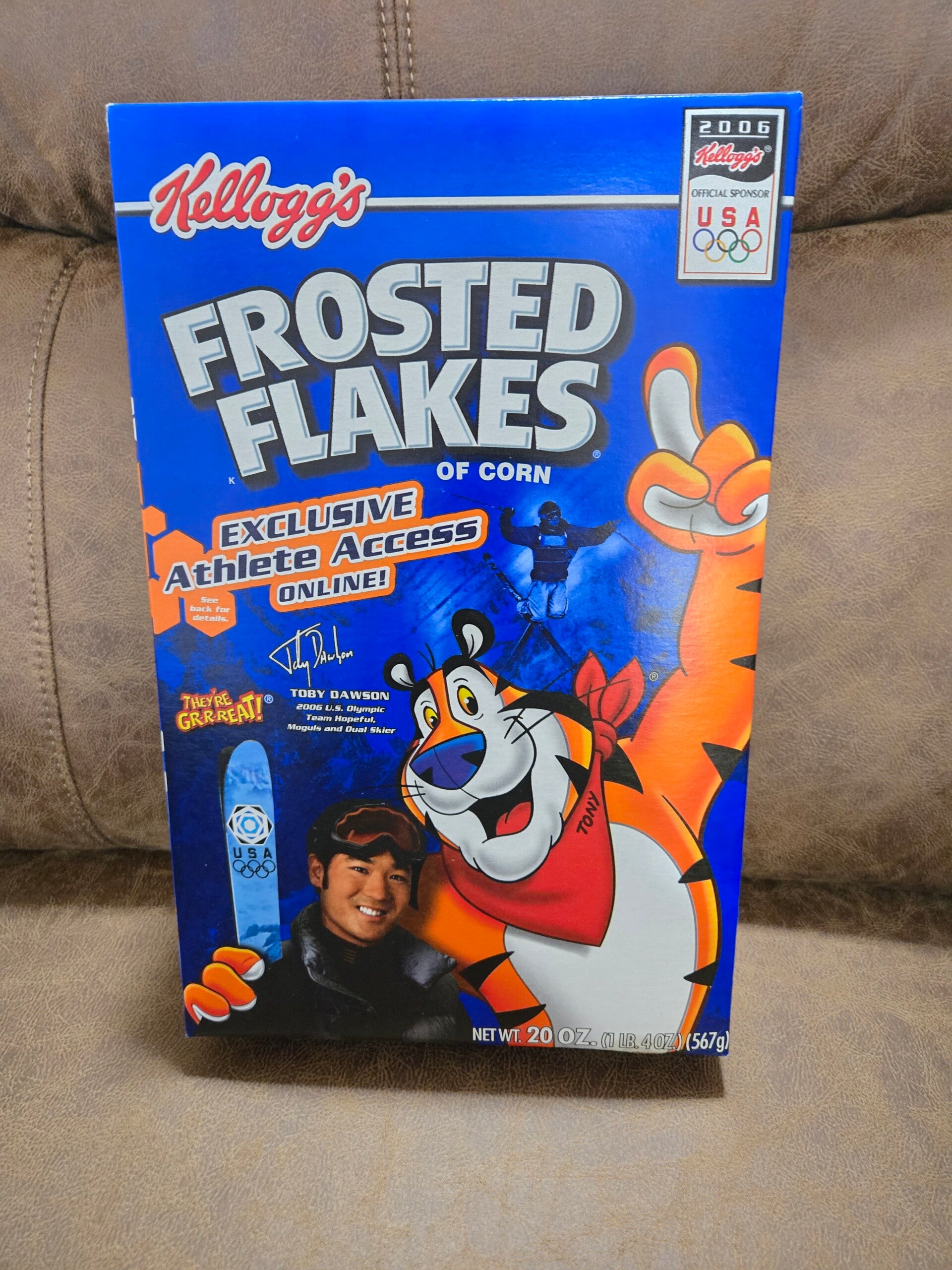 Frosted Flakes cereal box Toby Dawson snowboard