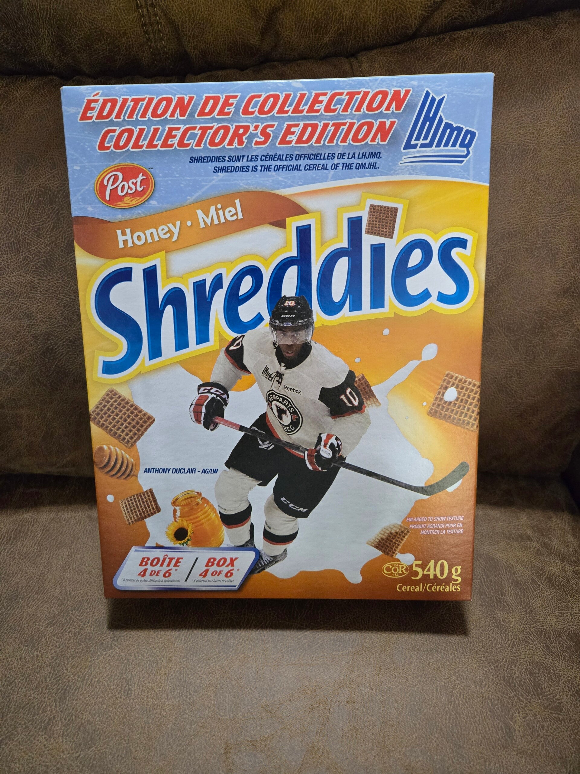 Shreddies cereal box Anthony Duclair Remparts hockey 2018