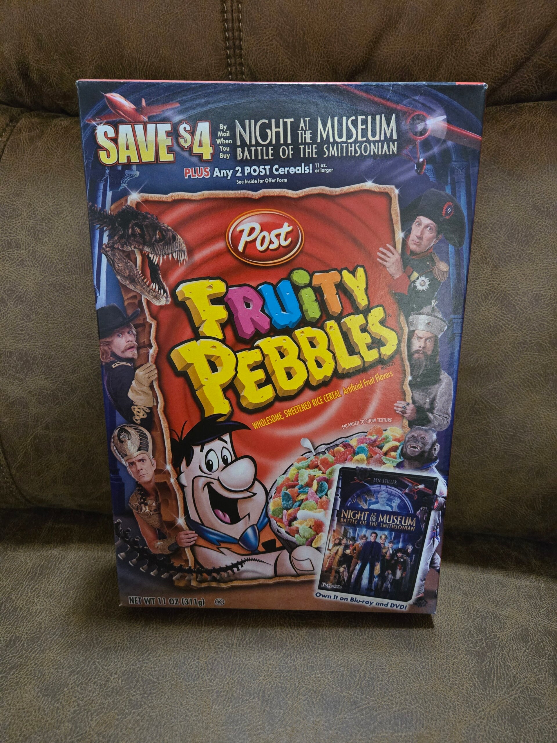 Fruity Pebbles Flintstones cereal box 2010 Night at the Museum