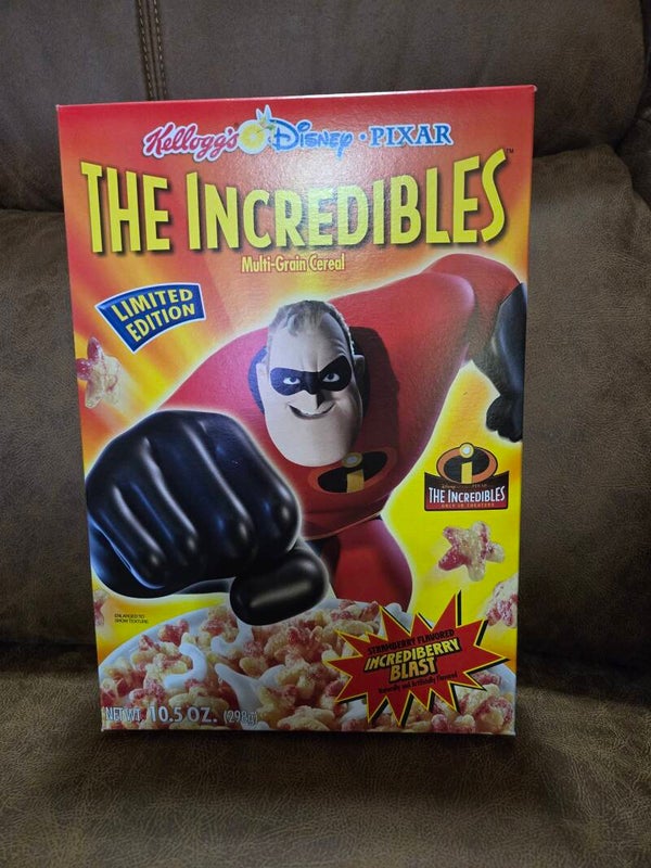 The Incredibles cereal box Pixar Disney
