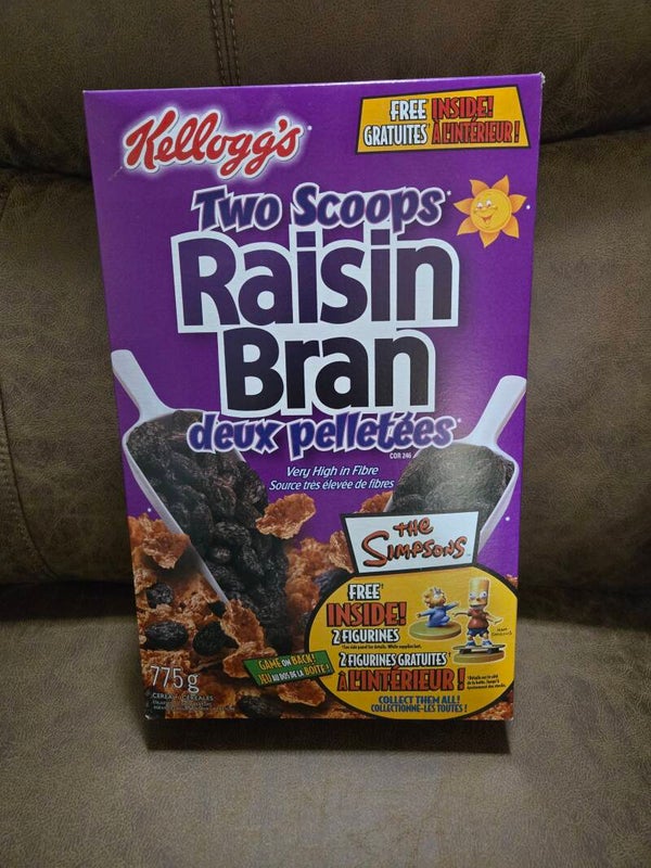 Kellogg's Raisin Bran cereal box The Simpsons 2008