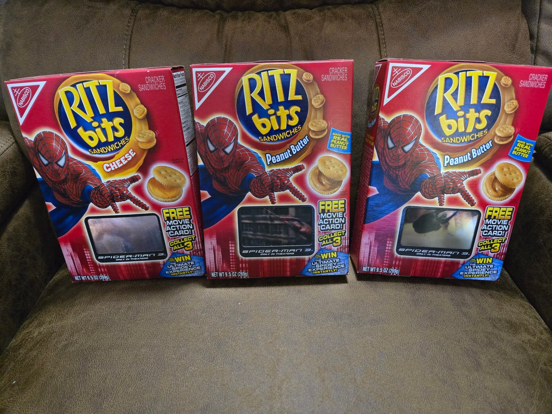 Spiderman set of 3 Ritz crackers boxes with motion cards