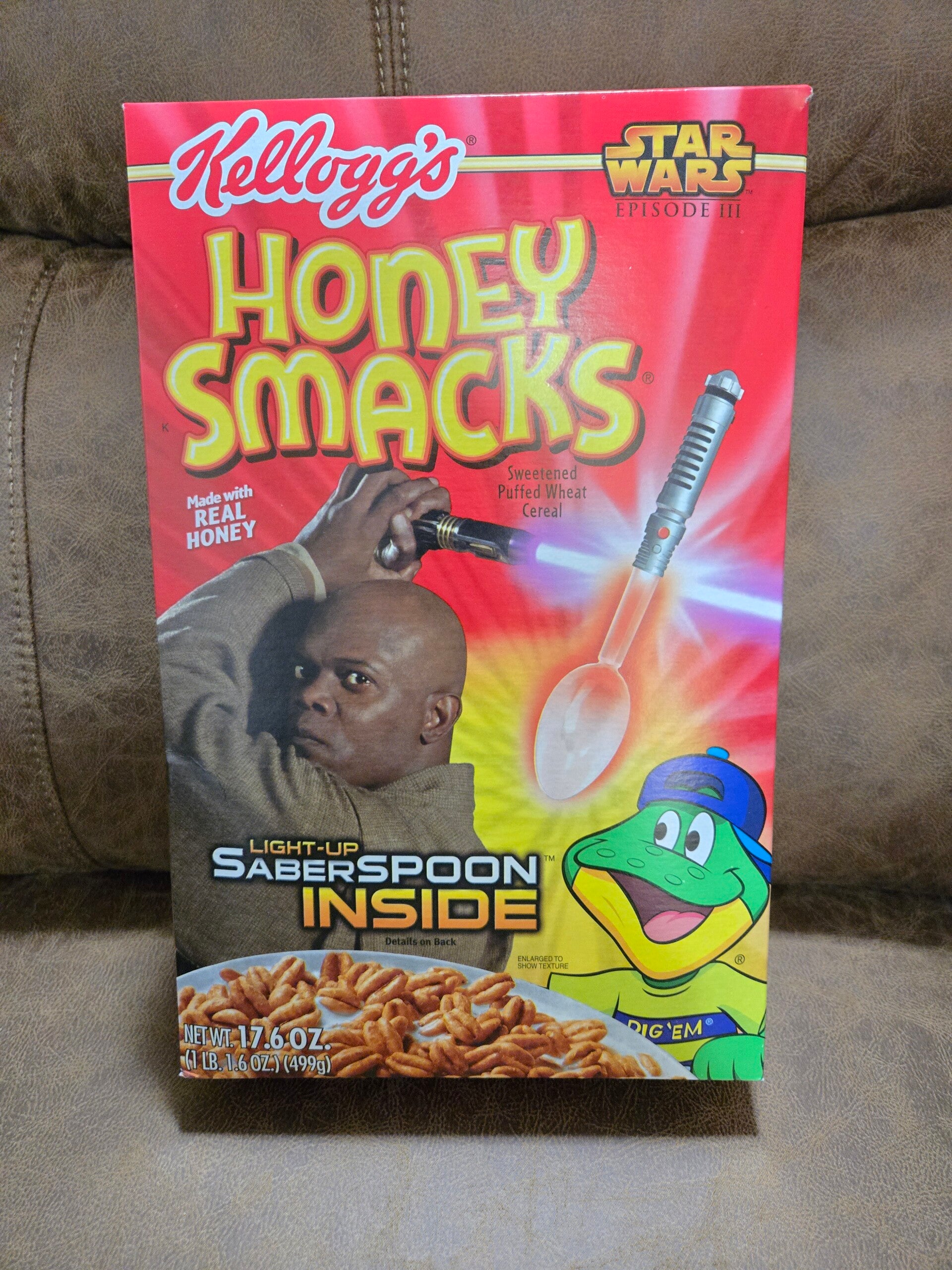 Star Wars Honey Smacks cereal box light-up saberspoon