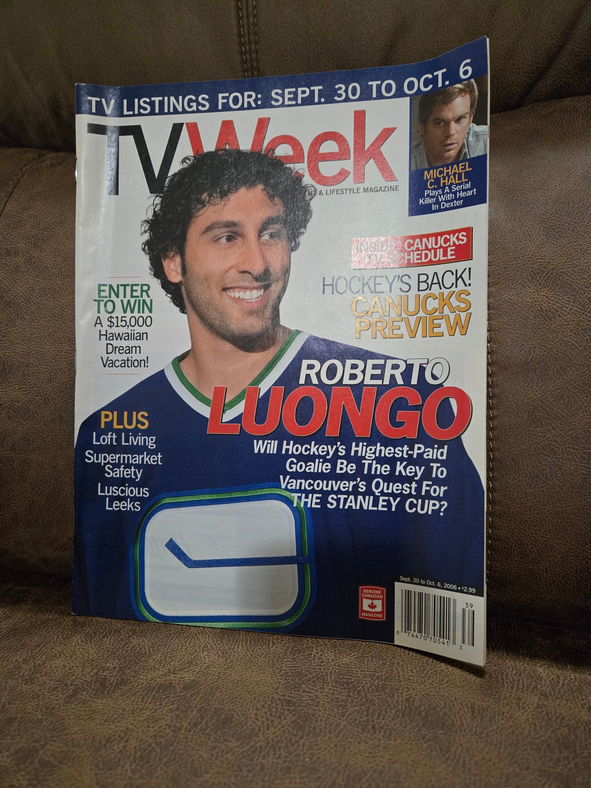 TV Week Roberto Luongo Vancouver Canucks 2006