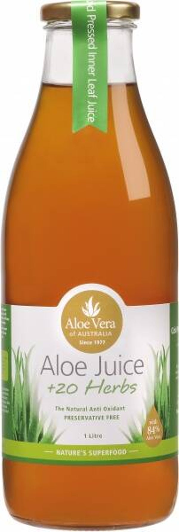 Aloe Vera Aloe Juice +20 Australian Herbs (Glass) 1L