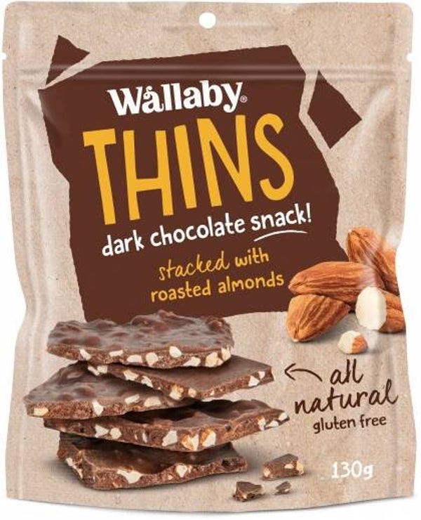 Wallaby Thins Dark Chocolate Snack  G/F 130g