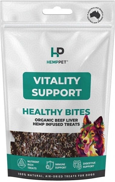 Hemp Pet VITALITY SUPPORT  Hemp Infused Certified Organic Beef Liver Treats for Dogs 80g