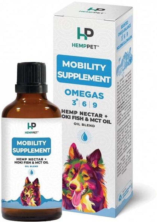 Hemp Pet MOBILITY SUPPORT Hemp  Seed Nectar Oil Blend with Hoki Fish & MCT Oil for Dogs 100ml
