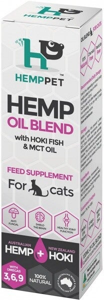 Hemp Pet HAIRBALL SUPPORT Hemp Seed Nectar Oil Blend with Hoki Fish & MCT Oil for Cats 100ml