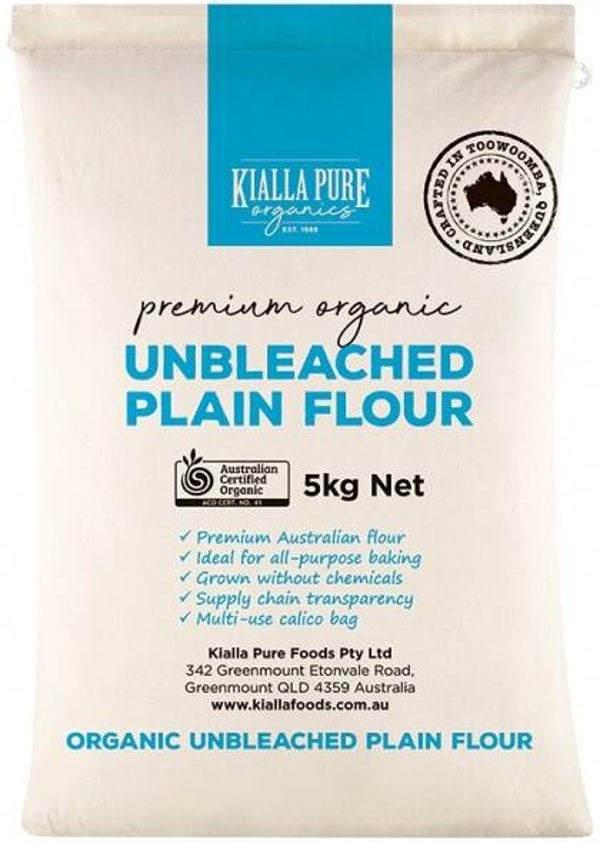 Kialla Organic Unbleached Plain Flour (Calico Bag) 5Kg