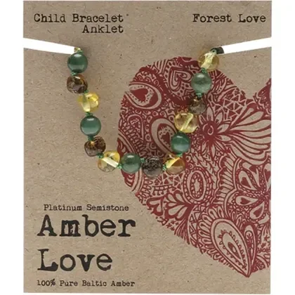 Amber Love Children's Bracelet/Anklet 100% Baltic Amber & Crystals 14cm