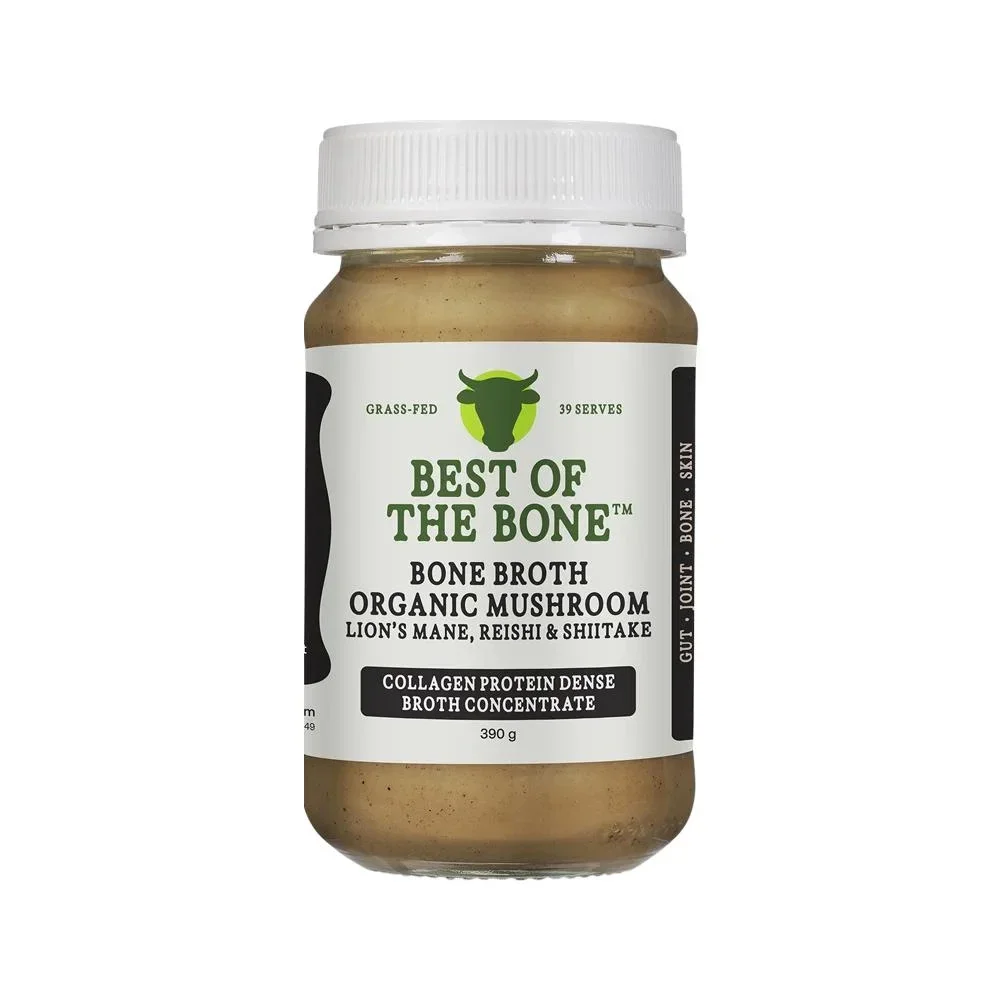 Best of the Bone Bone Broth Beef Concentrate Healing Mushrooms Organic Lions Mane Reishi Shiitake 390g