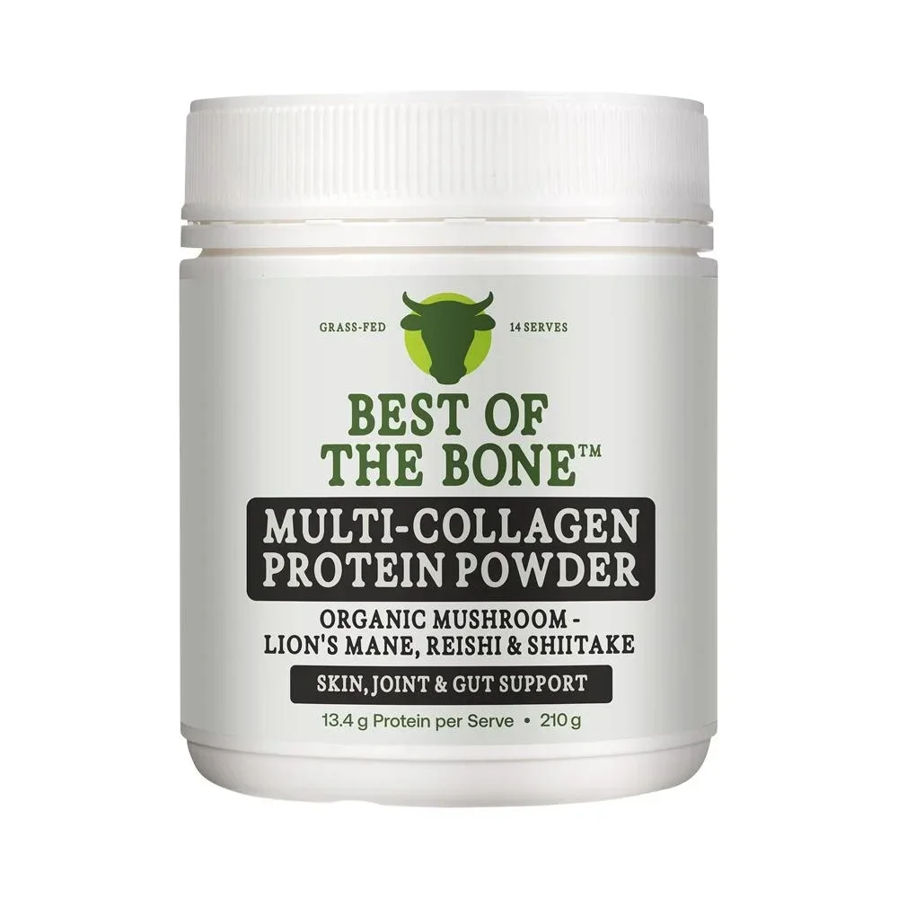 Best of the Bone Healing Multi-Collagen Protein Powder Adaptogen-Stress Blend (Organic Healing Mushrooms: Lions Mane Reishi Shiitake) 210g